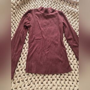 Long Sleeve Ribbed Top - Brick Red